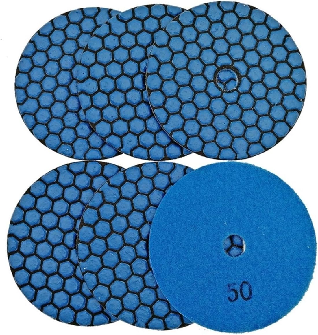 6pcs 100mm #50-1 B Dry Polishing Pads Diameter 4inch Resin Bond Diamond Flexible Polishing Pads for Granite Marble Ceramic