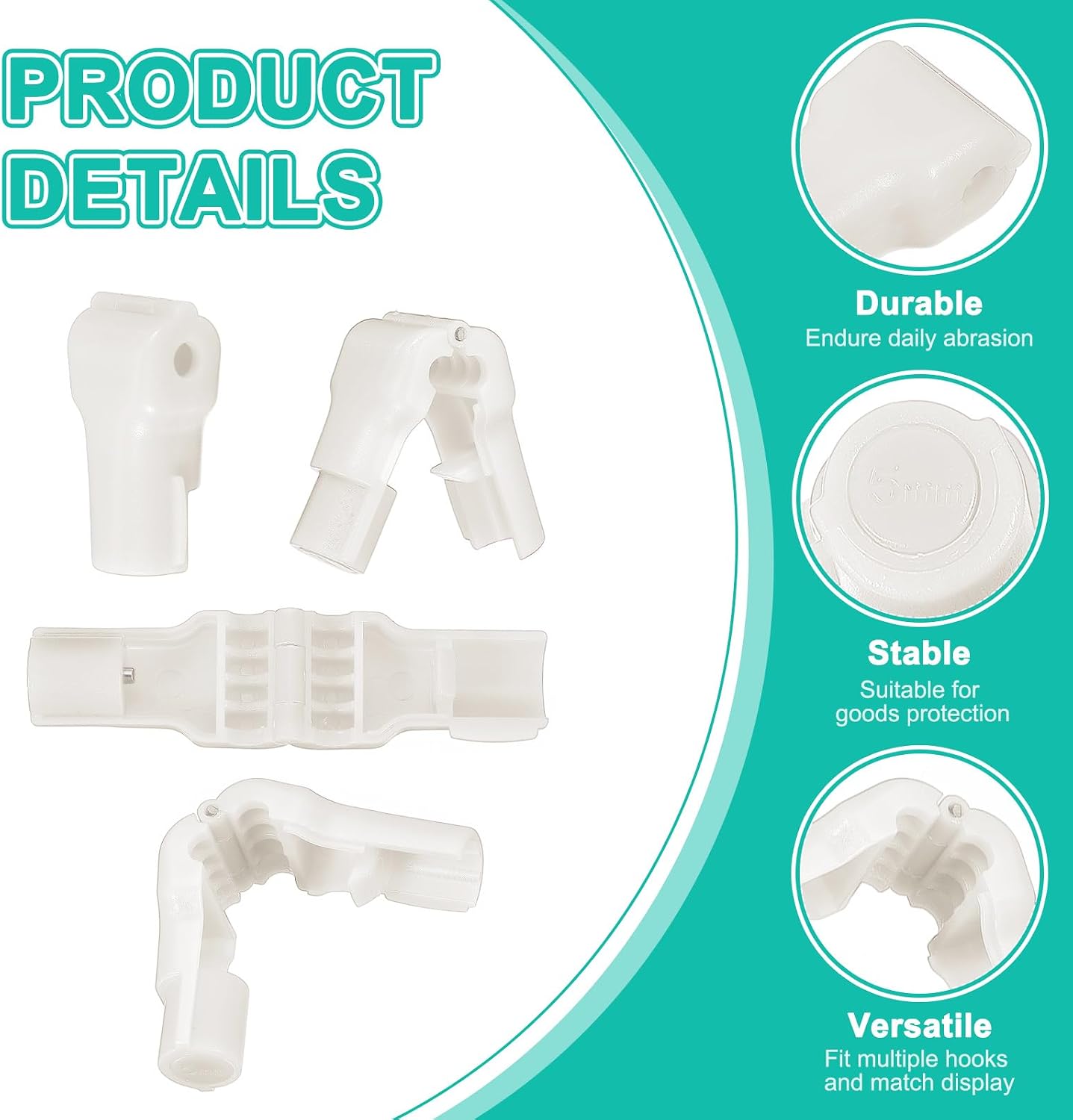 PATIKIL 5mm Stop Peg Lock Pegboard Hooks Anti Sweep Theft White 50pcs image 3