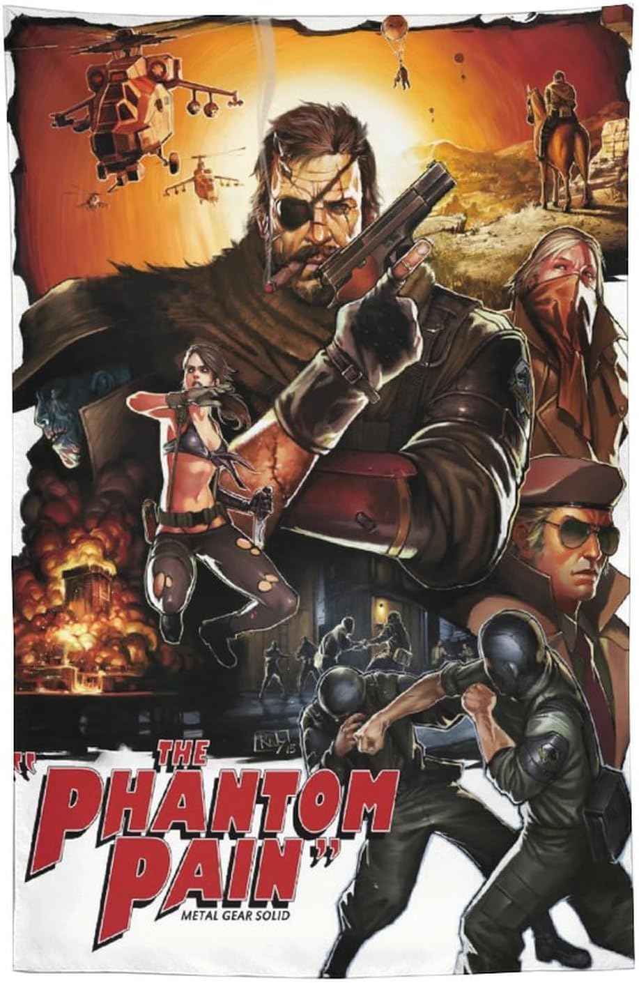 Metal Gear Solid V Phantom Painting Art Poster Office Tapestry Bedroom Dining Room Decor Wall Art Poster Print 60"x90"