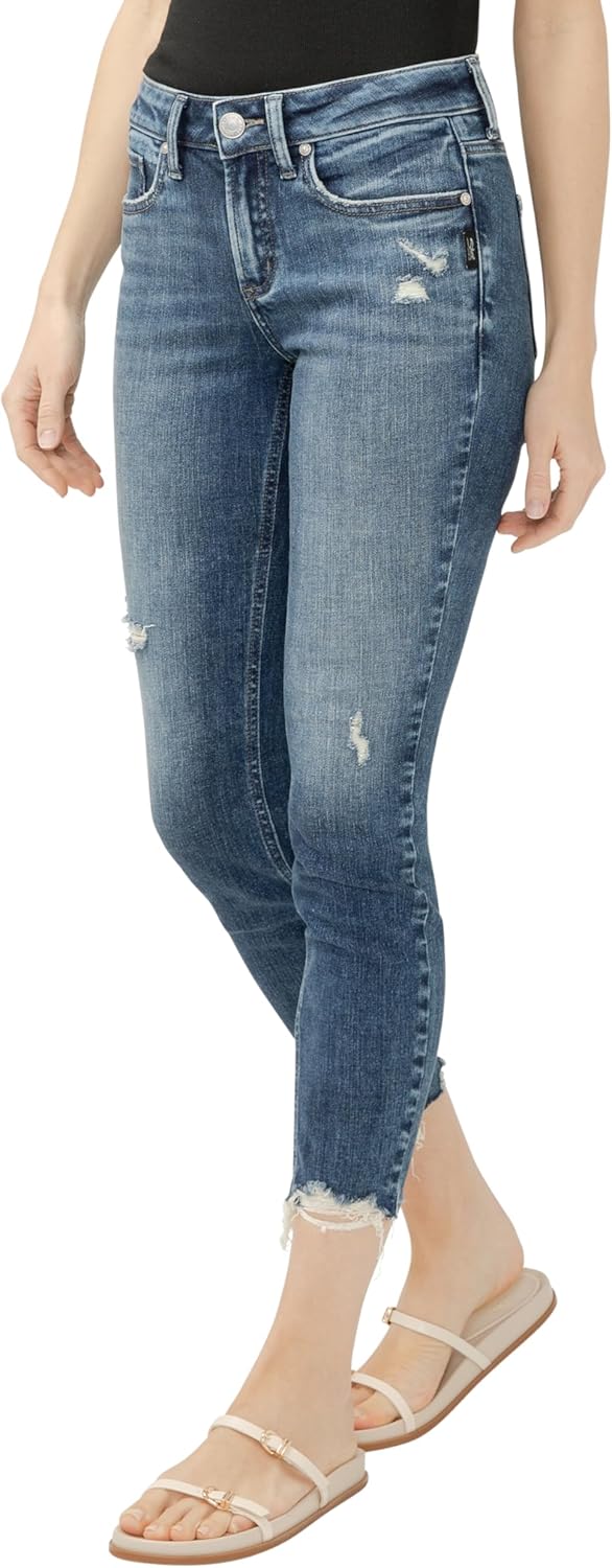 Silver Jeans Co. Women’s Suki Mid Rise Curvy Fit Skinny Jeans