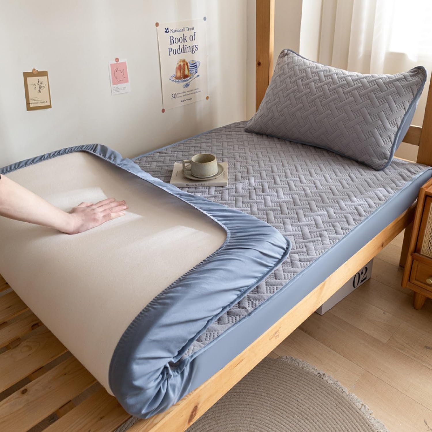 JIANINGHOME Fitted Sheet 180 x 200 cm, Mattress Bed Protector with