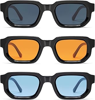 Amazon.com: VANLINKER Retro Small Chunky Rectangle Sunglasses for