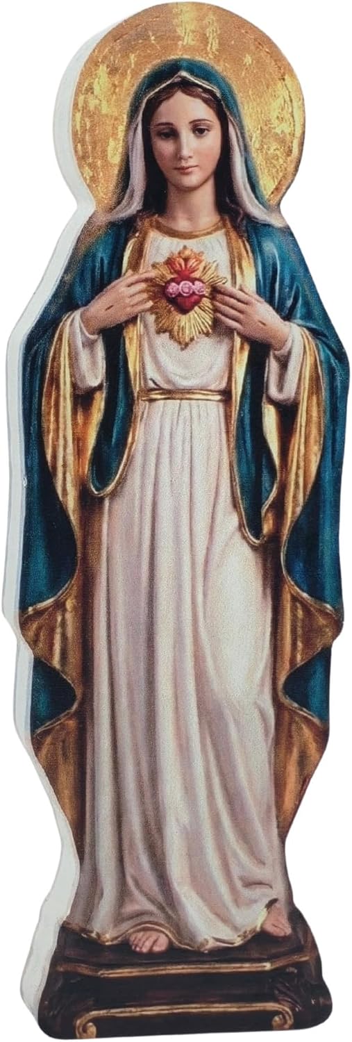 Our Lady of Guadalupe Wooden Shelf Sitter - 8 Inches Virgen De Guadalupe Catholic Icons, 2D Flat Blessed Virgin Mary Tabletop Plaque Religious Gifts for Mom, Grandmother