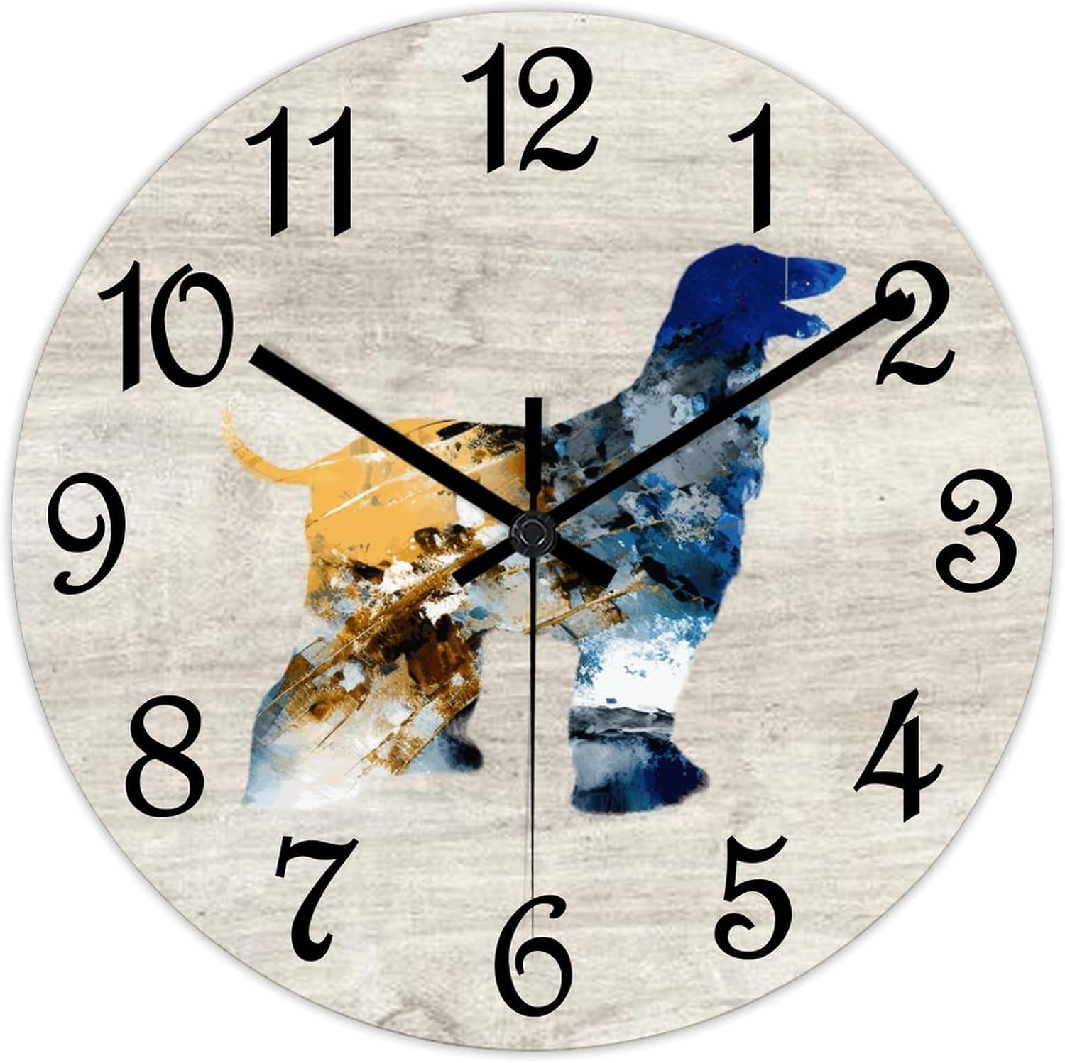 Afghan Hound Wall Clock Wood Clock,Dog Silhouette Round Wooden Clock Gifts Novelty Wall Clock for Home Kitchen Living Room Office 12 X 12 Inch