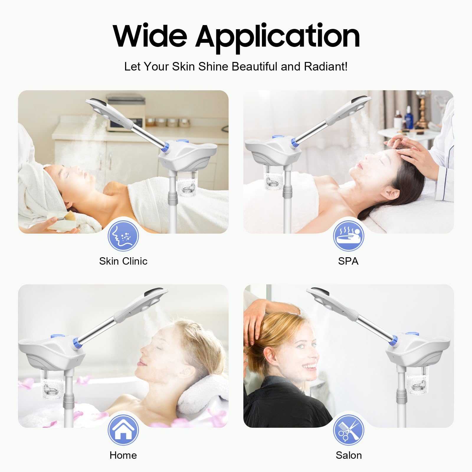 MINRS Vaporizzatore viso Studio cosmetico sauna viso vaporizzatore con ugello girevole a 360 gradi per la pulizia profonda del viso