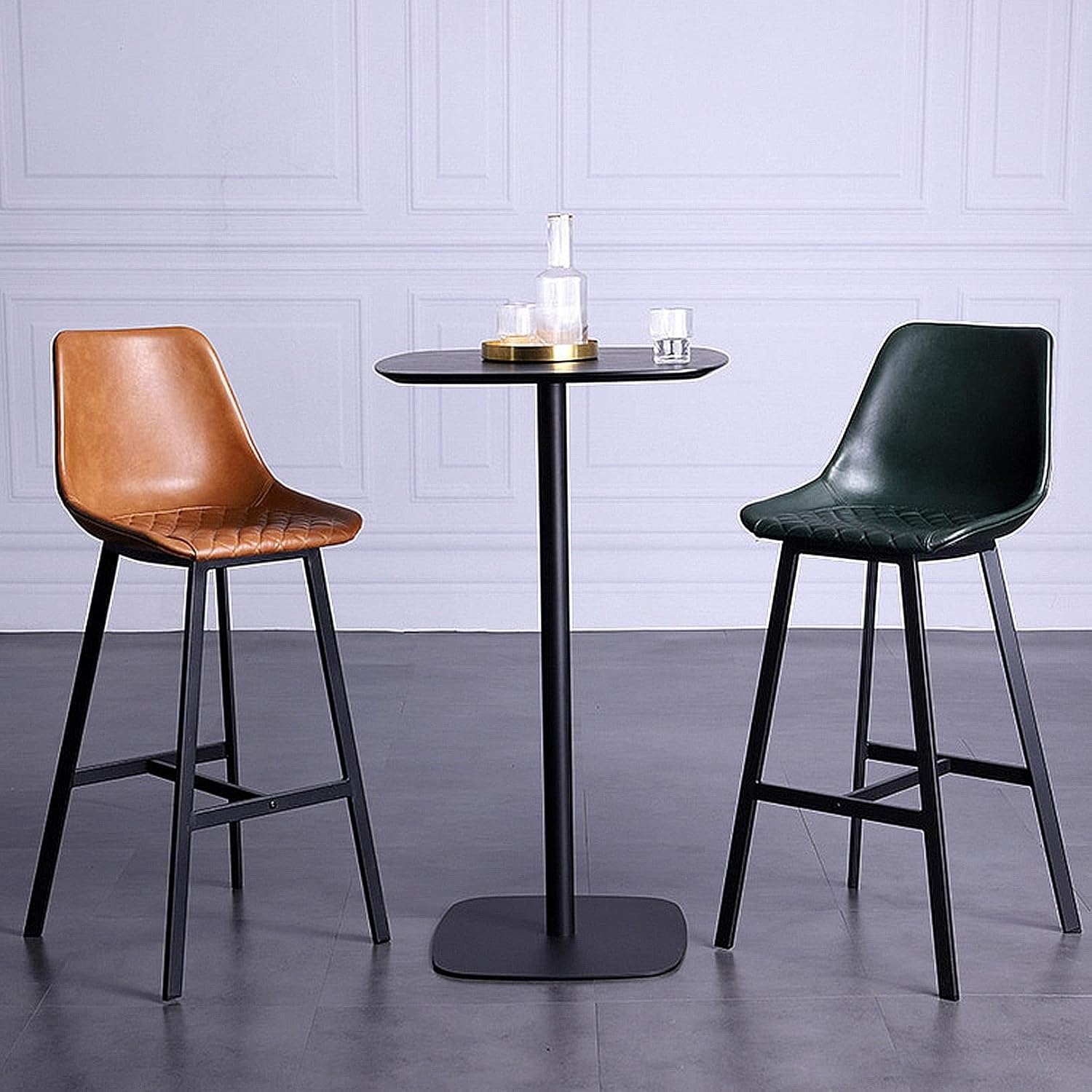 Tabourets de Bar en Similicuir Marron avec Dossier - Chaises élégantes à Hauteur de comptoir pour îlot de Cuisine et Coin Repas, 75 cm (30 po), Assise Durable et Confortable, 1 pièce