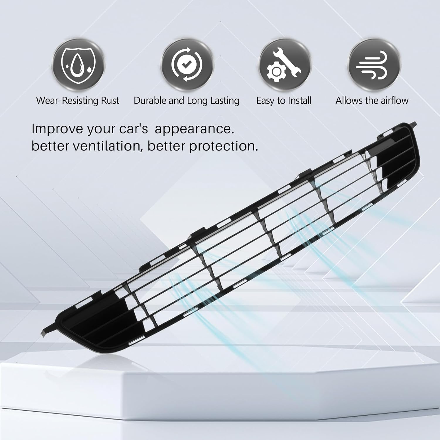 CarPartsDepot Front Lower Grille Grill Black Compatible With Toyota 2009-2010 Corolla 5311202120 TO1036111