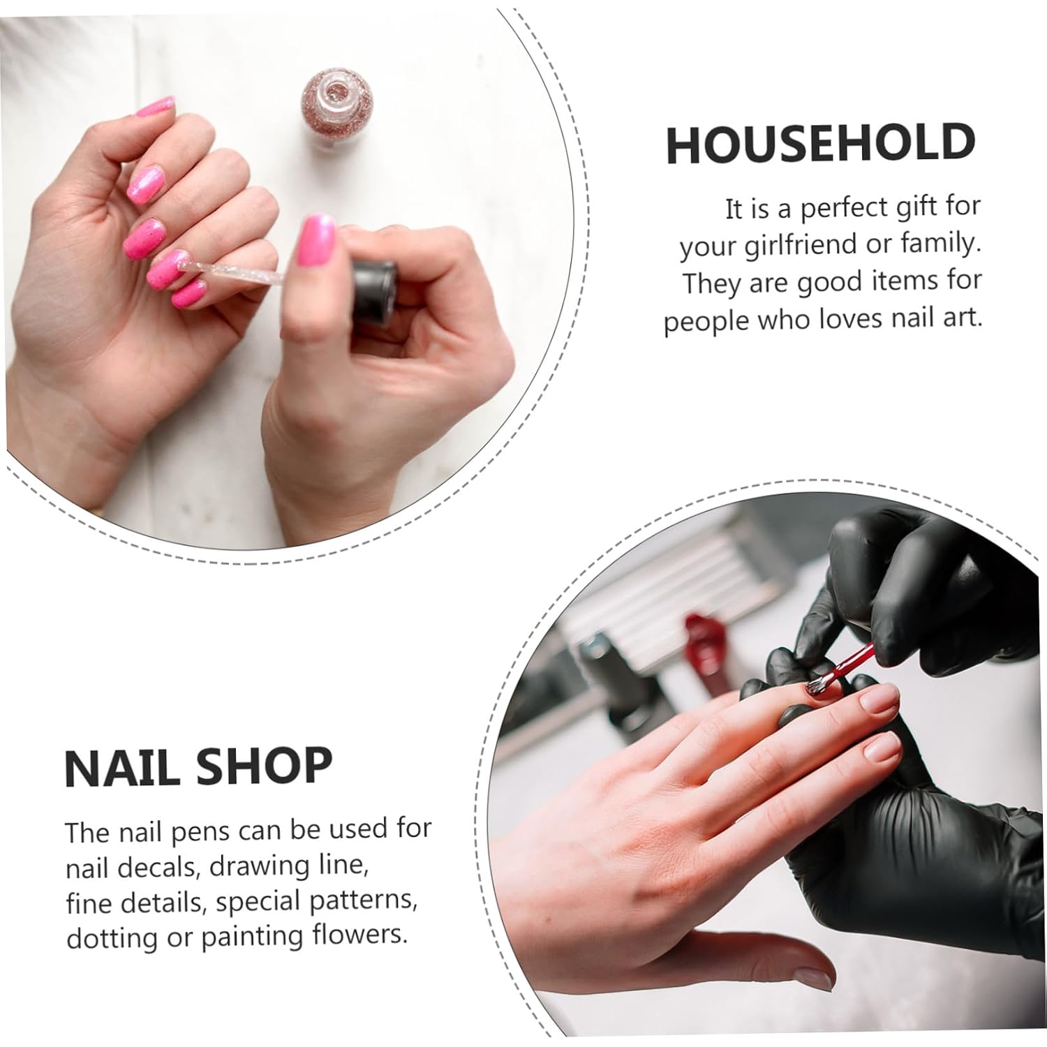 5pcs Pink Dual Head Nail Art Dotting Pen Set Silicone Manicure Brush for Home Salon Nail Art Design and Painting Tools