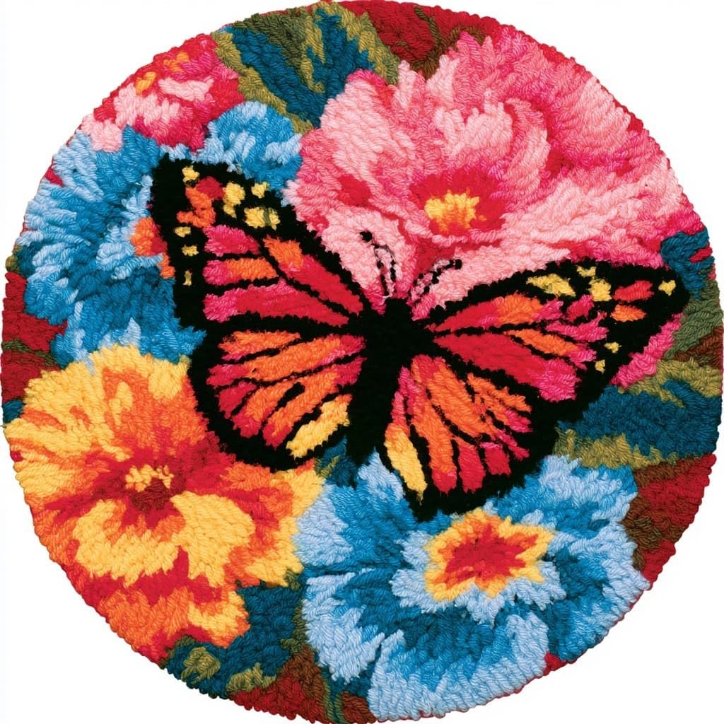AMBATTERY Latch Hook Rug Kit Latch Hook Kits,Butterflies and Flowers