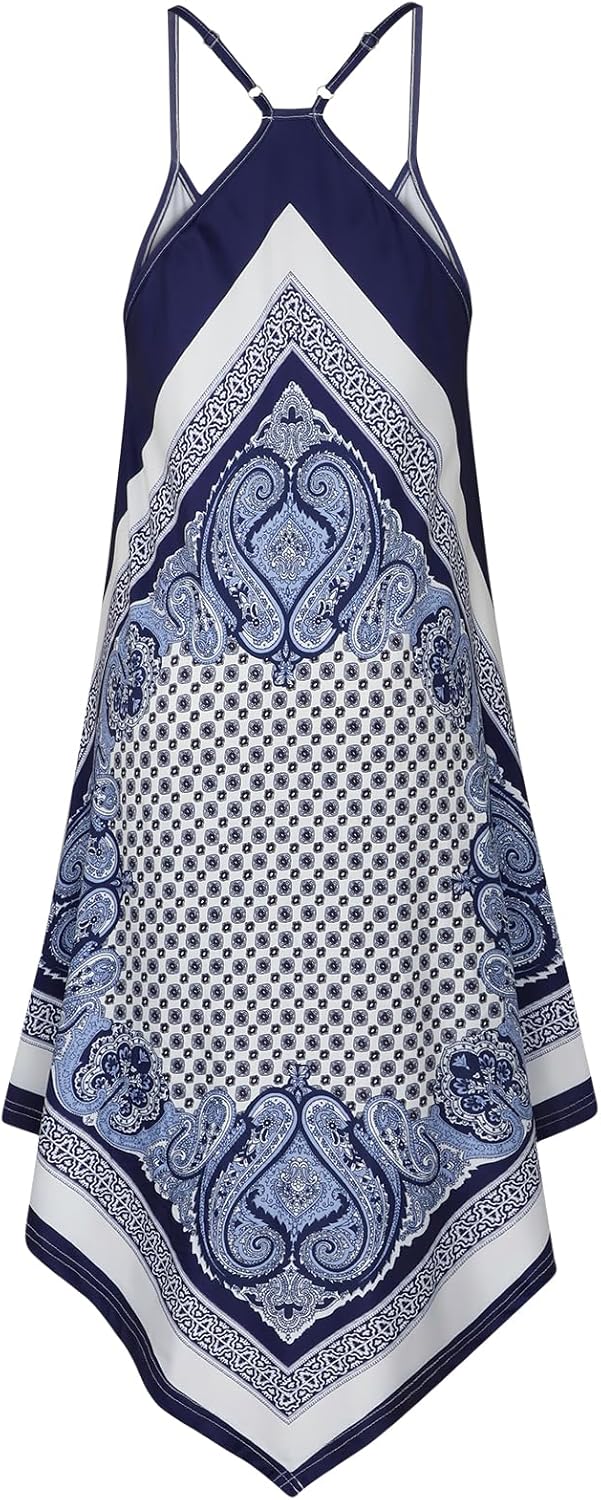 Women's Sleeveless Maxi Dress Crew Neck Casual Summer Long Dress, Lightweight Flowy for Beach Vacation