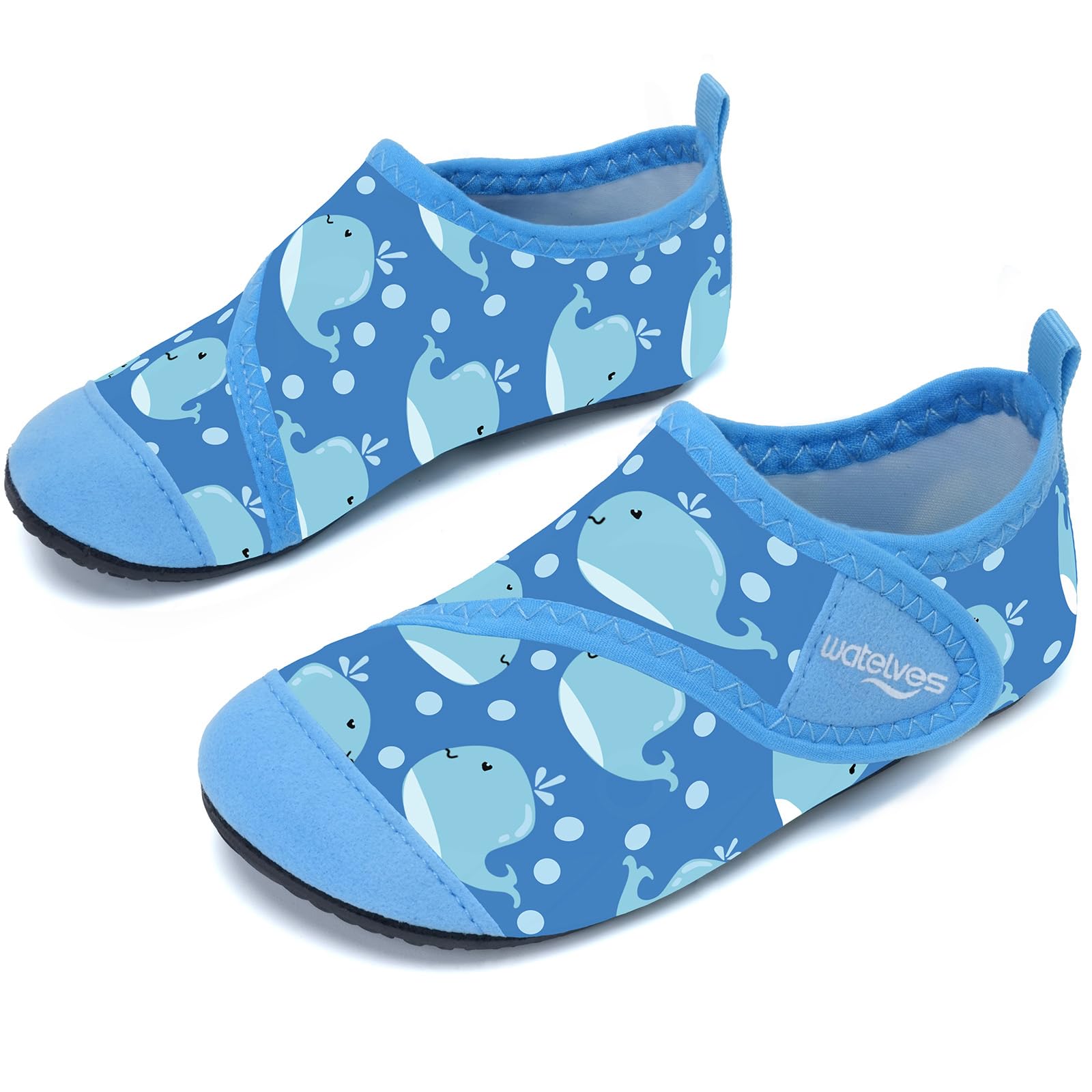WateLves Badeschuhe Strandschuhe Schwimmschuhe Wasserschuhe Junge Baby Aquaschuhe Schnell Trocknend Barfuss Schuh für Kinder Beach Pool（Wale Blau 28/29）
