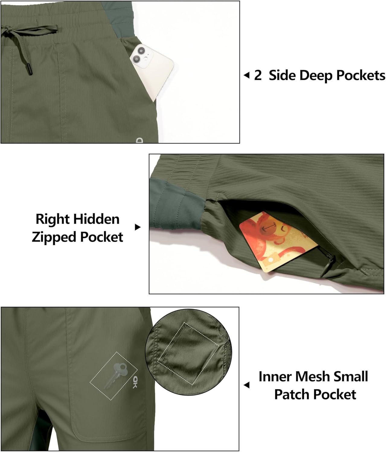 Little Donkey Andy Women's Lightweight Capri Pants Stretch Quick Dry Golf Pants Elastic Waist with Drawstring for Hiking