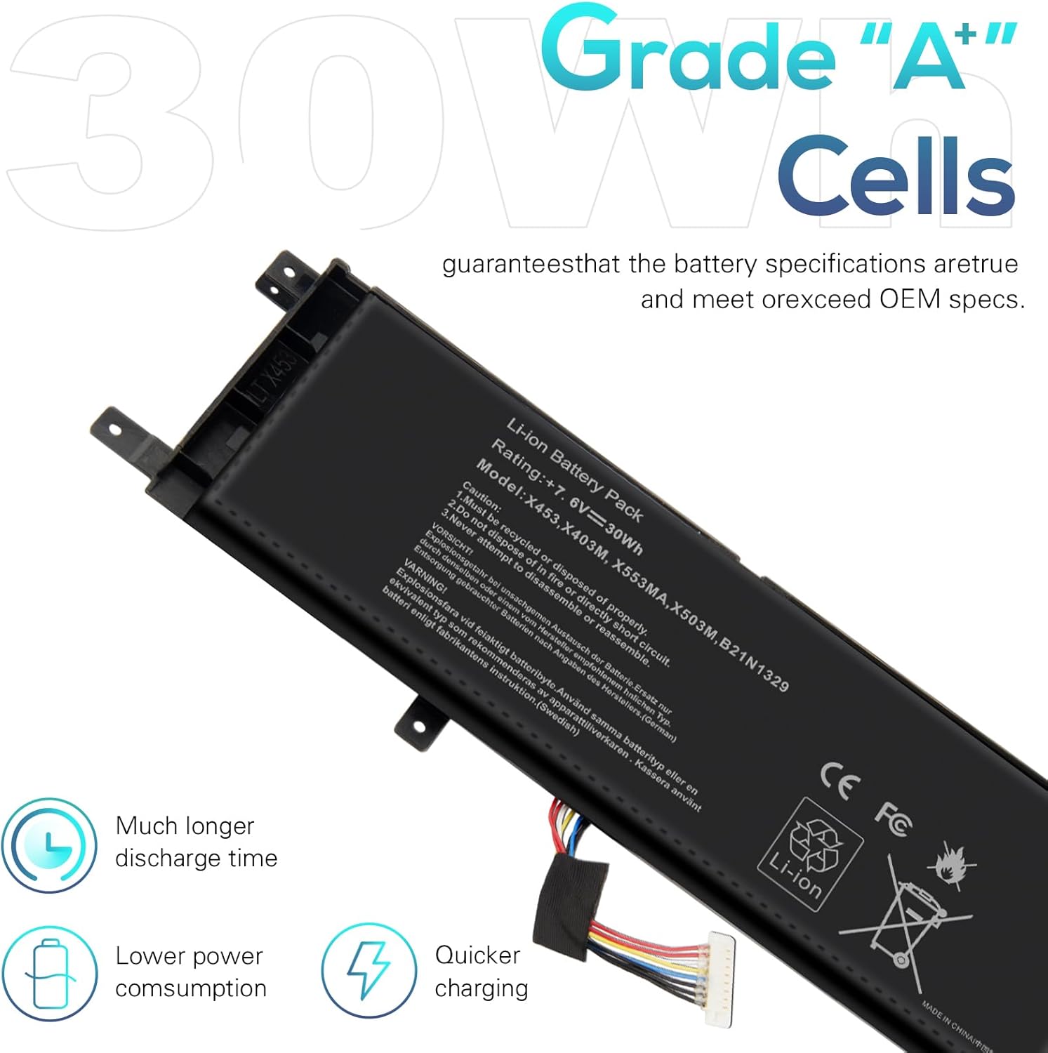 Fancy Buying New B21N1329 Laptop Battery for Asus X403 X403M X403MA X503M X502CA X453 X453M X453MA X553 X553M X553MA - 7.6V 30Wh