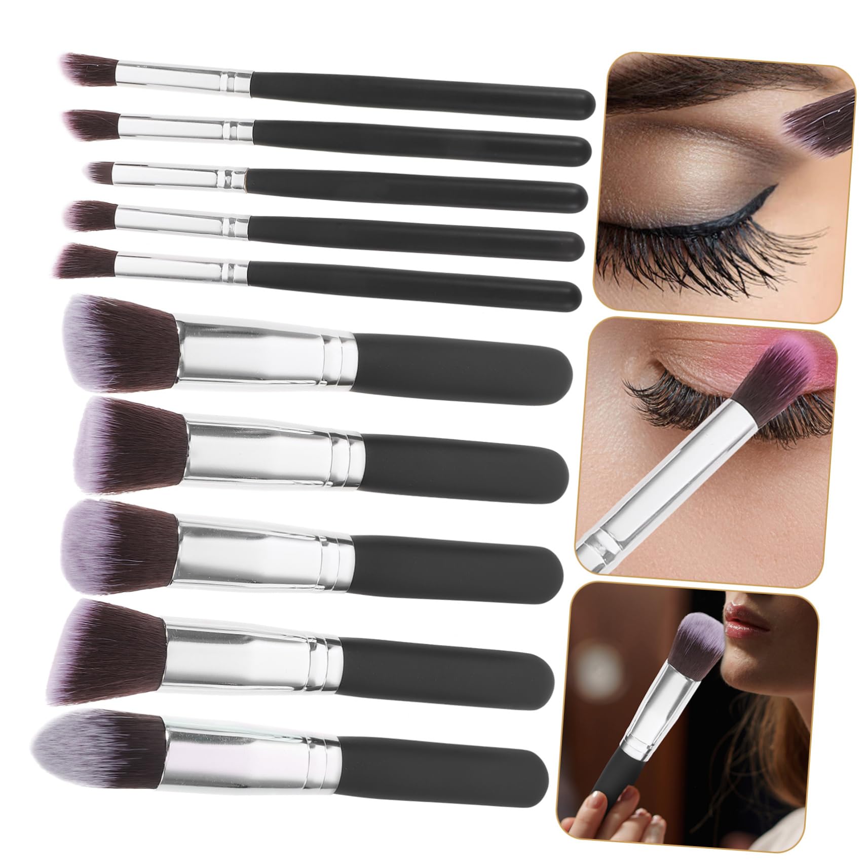 FRCOLOR Kit Di 30 Pennelli Per Fard Set Di Pennelli Per Il Trucco Nero Argento Rosso Fibra Sintetica Per Sfumare
