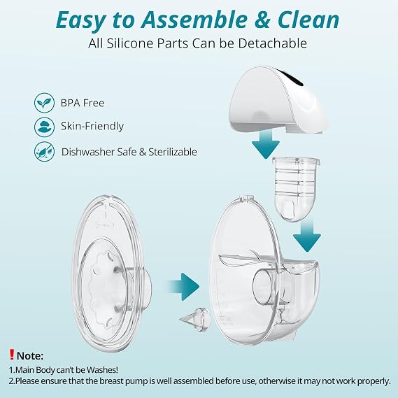 Wearable Electric Breast Pump, Hands-Free, Easy to Clean & Ultra Quiet (2 PCS)