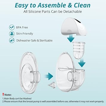 Wearable Electric Breast Pump, Hands-Free, Easy to Clean & Ultra Quiet (2 PCS)