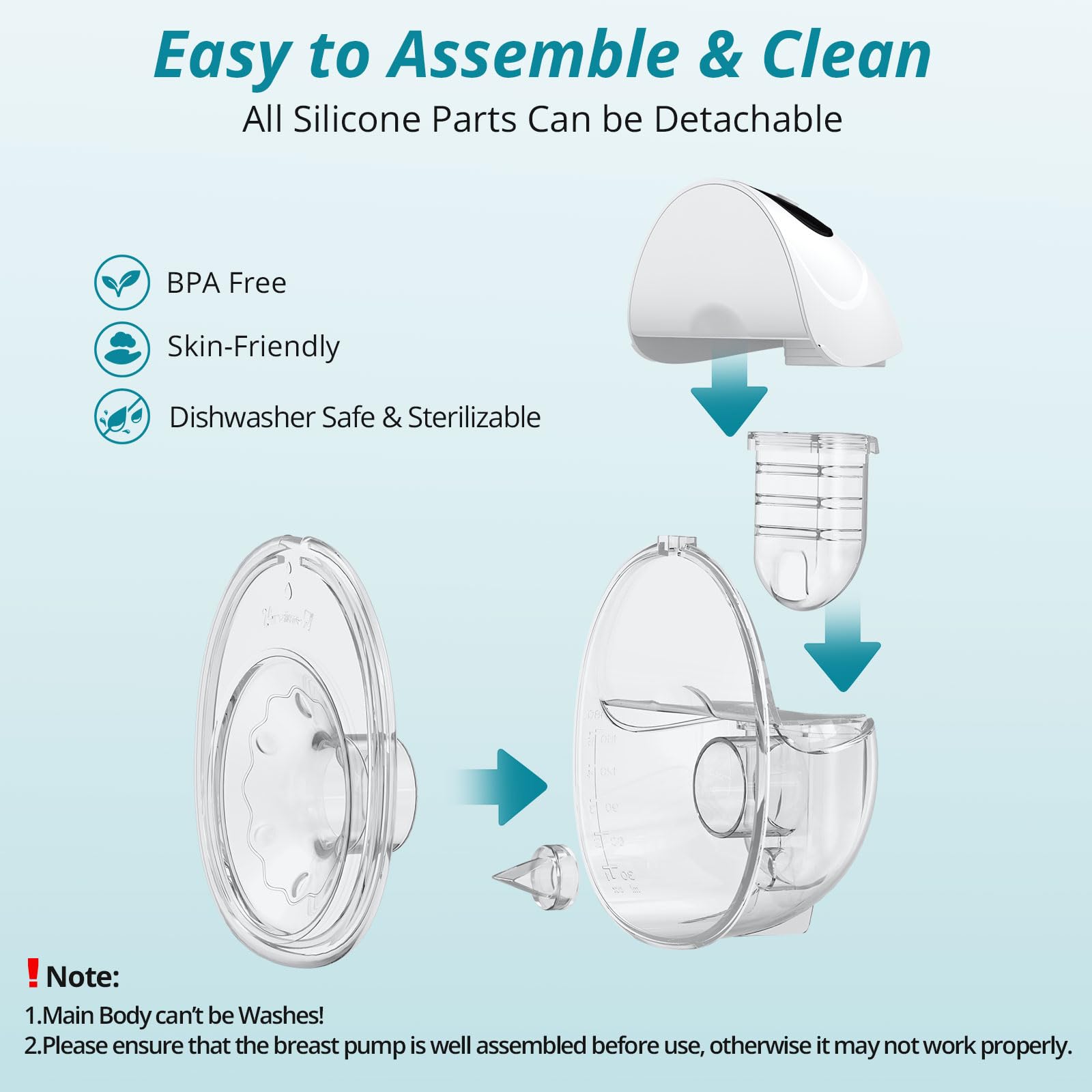 2 Piezas Sacaleches Eléctrico Manos Libres Extractor de Leche Portátil Silenciosa con 4 Modos y 12 Niveles Con Brida de 21/24/27 mm para la Oficina, los Desplazamientos y los Viajes (Blanca)