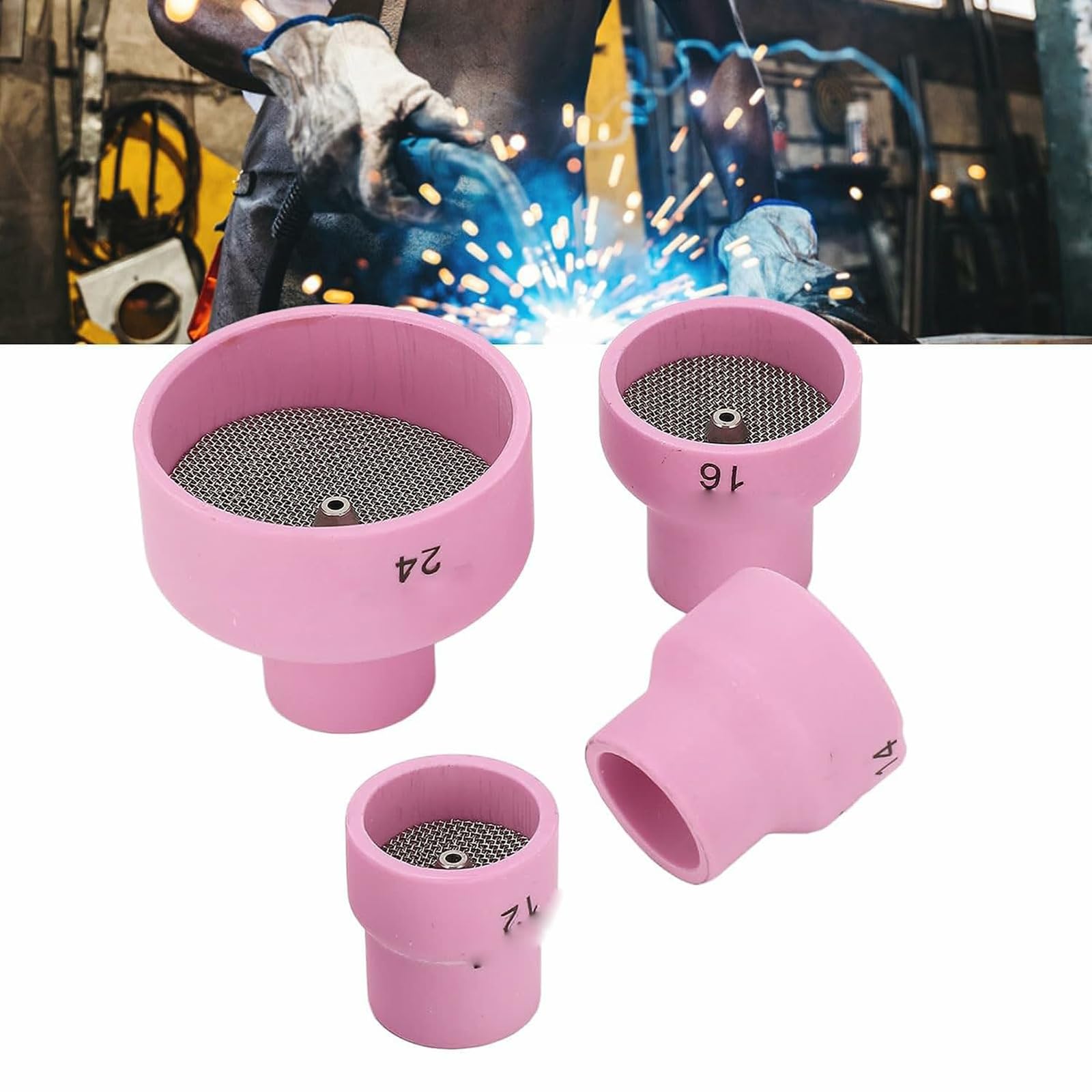 Set Di 2 Ugelli In Ceramica 24# Per Saldatura TIG – Compatibile Con WP9, 20, 25, 17, 18, 26, Con Rete In Acciaio Inox