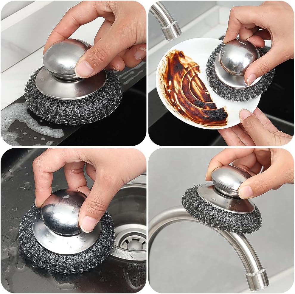 فرشاة وعاء من الستانلس ستيل بمقبض من الاسلاك، ادوات تنظيف منزل... - view 4