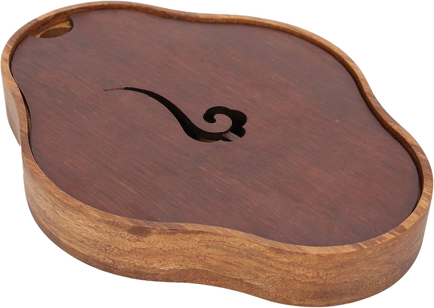 Tea Tray, Small Chinese Style Tea Board, 8.1x6.1 Inch Natural - Water Storage Design, Non Slip Pad, Ideal for Tea Set Serving and Tearoom