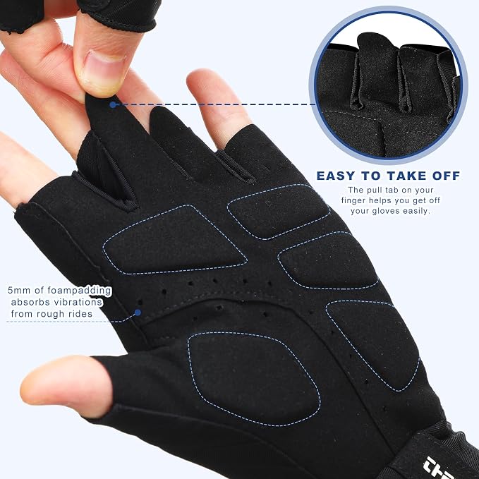 2 pares de guantes de ciclismo Aero transpirables de medio dedo miniatura 4