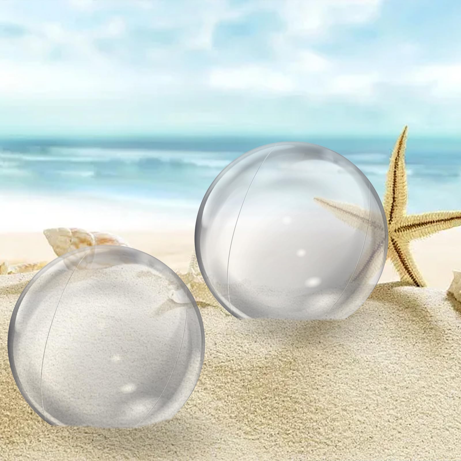Pelota Transparente Inflable 2 Piezas Pelota Inflable Playa PVC Pelota Piscina Hinchable para Juguetes de Playa, Fiesta de Verano