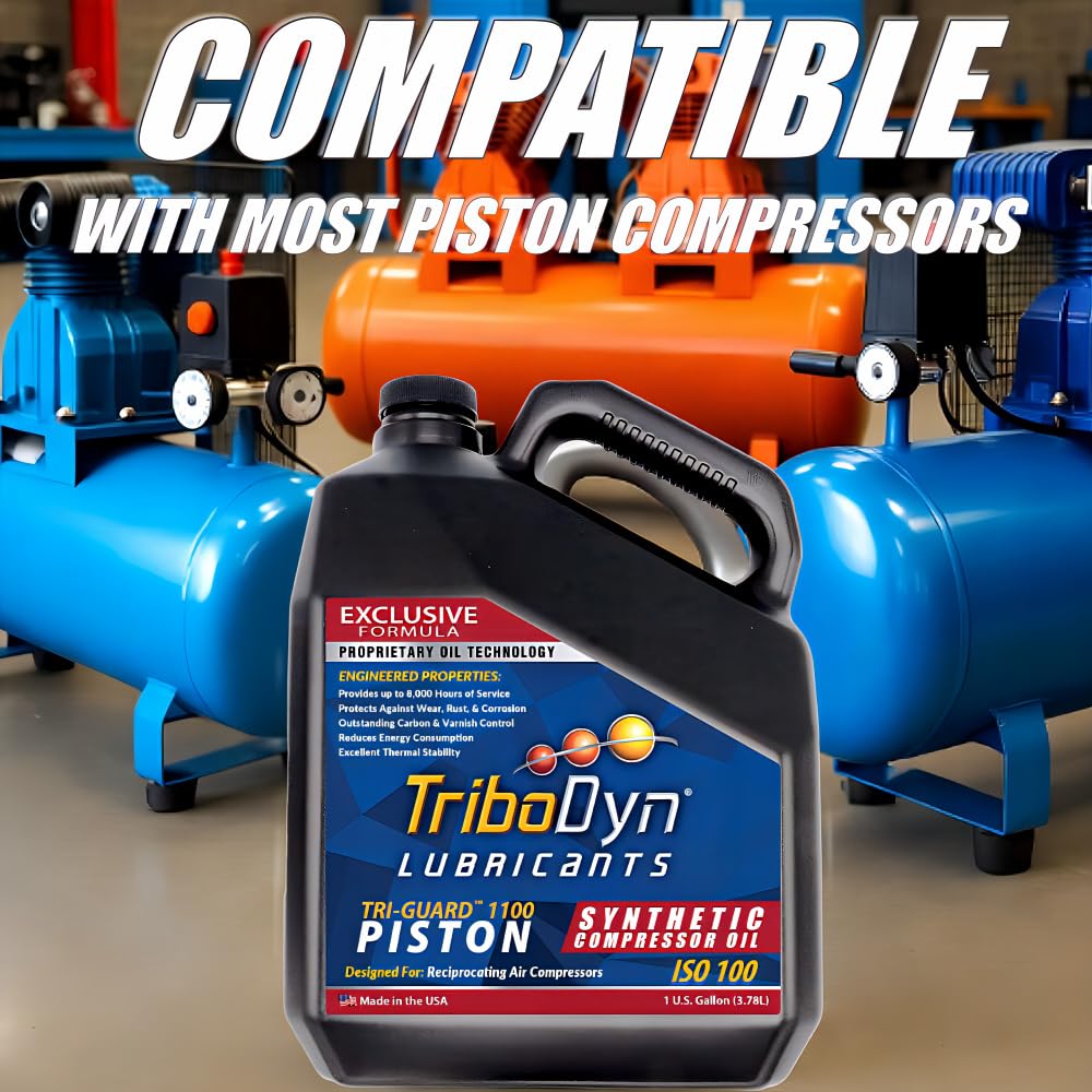 8,000-Hour Full Synthetic Non Detergent Air Compressor Oil - TRI-Guard 1100, ISO 100, SAE 30 Piston Compressors- 4-1 Gallon Jugs (4 Gallon Case)