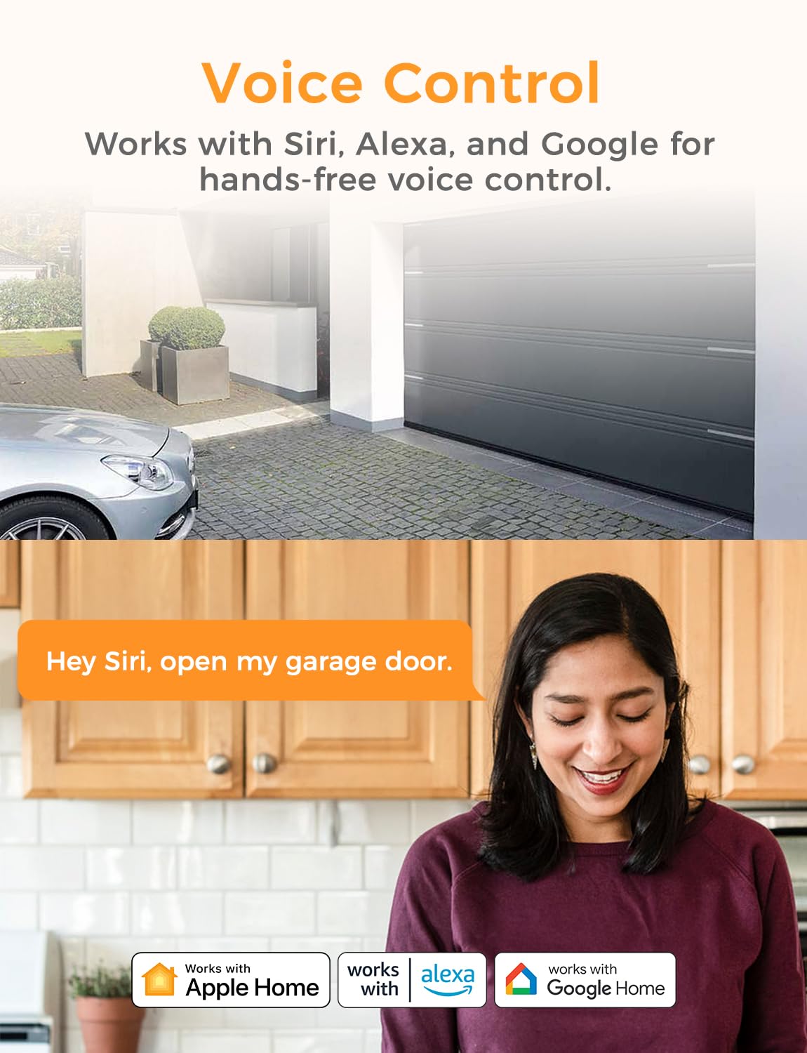 Refoss Abridor de Puertas de Garaje WiFi Inteligente para HomeKit, Apertura Puerta Garaje WiFi, Control Remoto y por Voz, Mando Puerta Garaje Universal Compatible con Alexa, Google Home