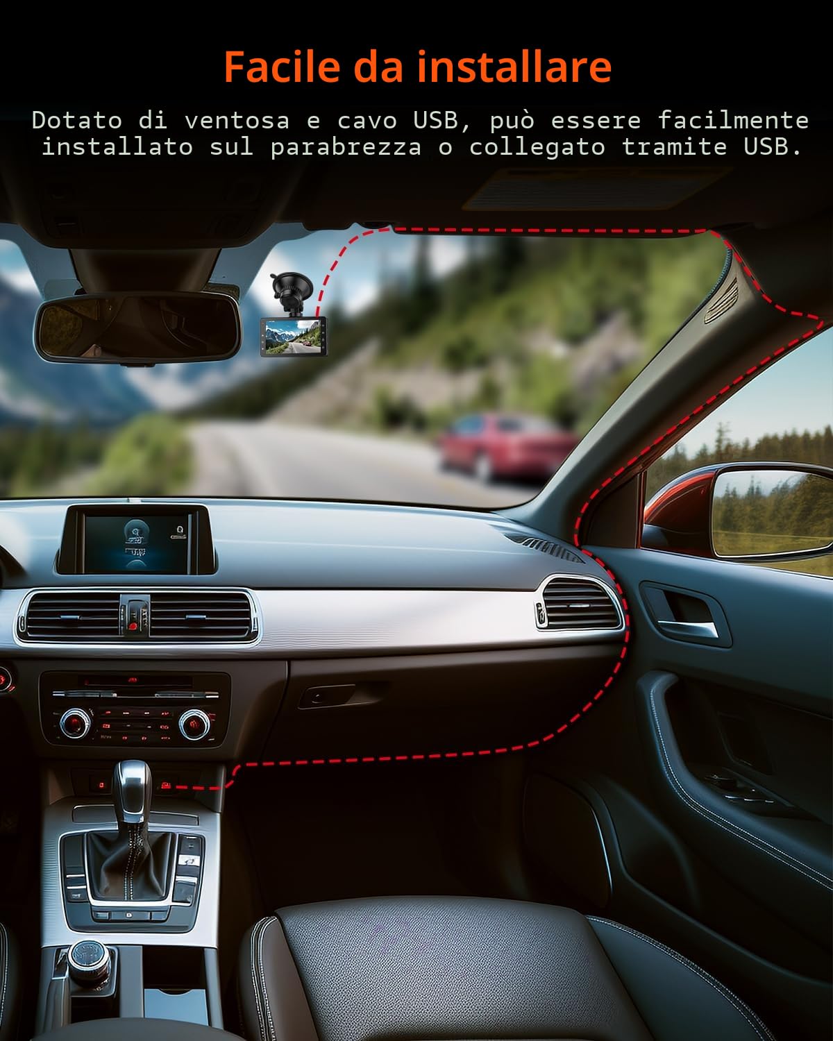 Dash Cam Auto,1080P FHD Dash Cam con Schermo IPS da 3", Grandangolo 176°, Telecamera per Auto con Scheda SD 32G, Visione Notturna,Registrazione in Loop,Modalità Parcheggio,Sensore G,WDR