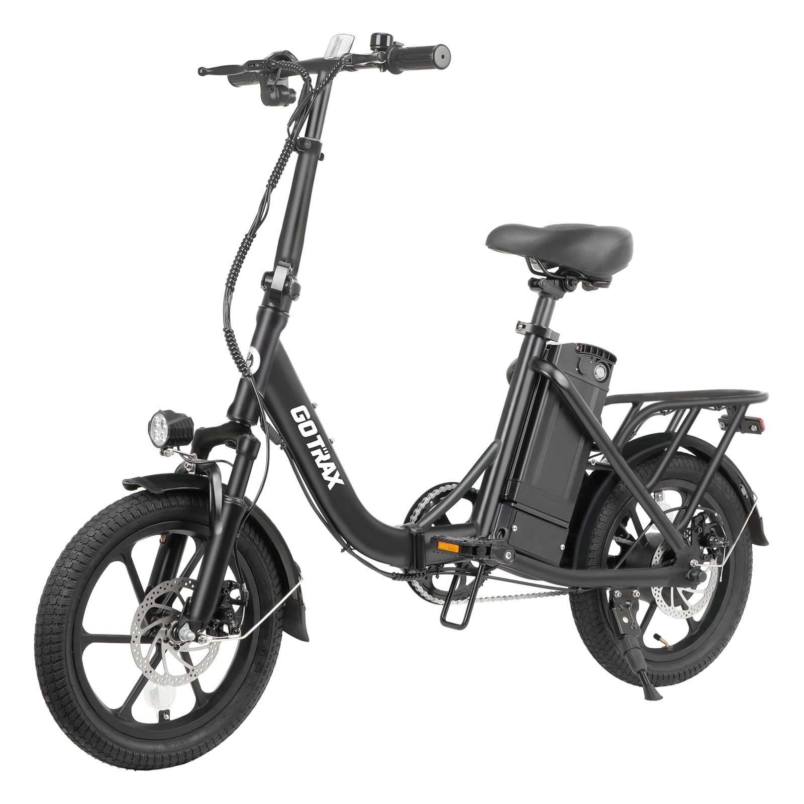 Gotrax 16" Folding Electric Bike, Max 28Miles Range(Pedal-Assist) & Speed 15.5Mph Power by Peak 500W, E-Bike with Removable Battery, Suspension & Adjustable Size, Commuter Bicycle for Adults/Teens
