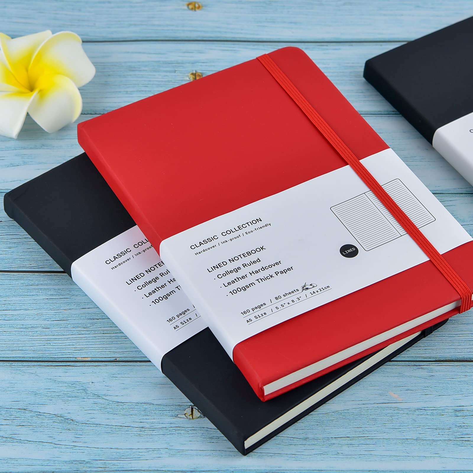Coopay Paquete de 24 cuadernos A5 clásicos con rayas universitarias, tapa dura, diarios forrados de cuero sintético para oficina, hogar, escuela, negocios, 8.3 x 5.5 pulgadas, papel grueso de 100