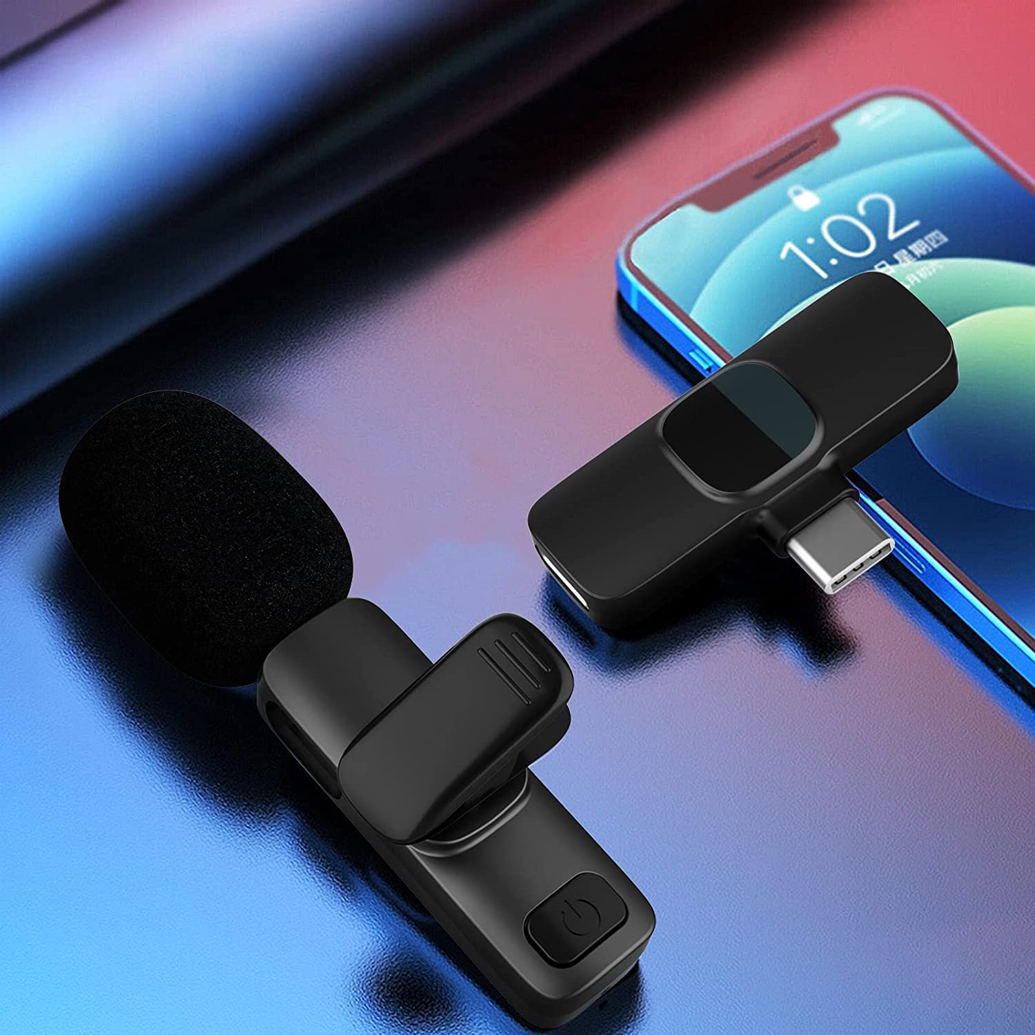 Comius Sharp Lavalier Micrófono Inalámbrico Plug Play Micrófono con Pantalla Digital para Grabación Mini Micrófono Inalámbrico para iPhone/ Android/PC Micrófono Teléfono Móvil para YouTube Vlog