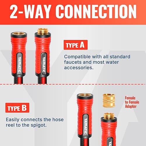 Miniatura 5 de YAMATIC Manguera de jardín corta de 15 pies x 58 pulgadas, extensión de manguera líder 2 en 1 de doble uso con conector de latón macizo, ligera para