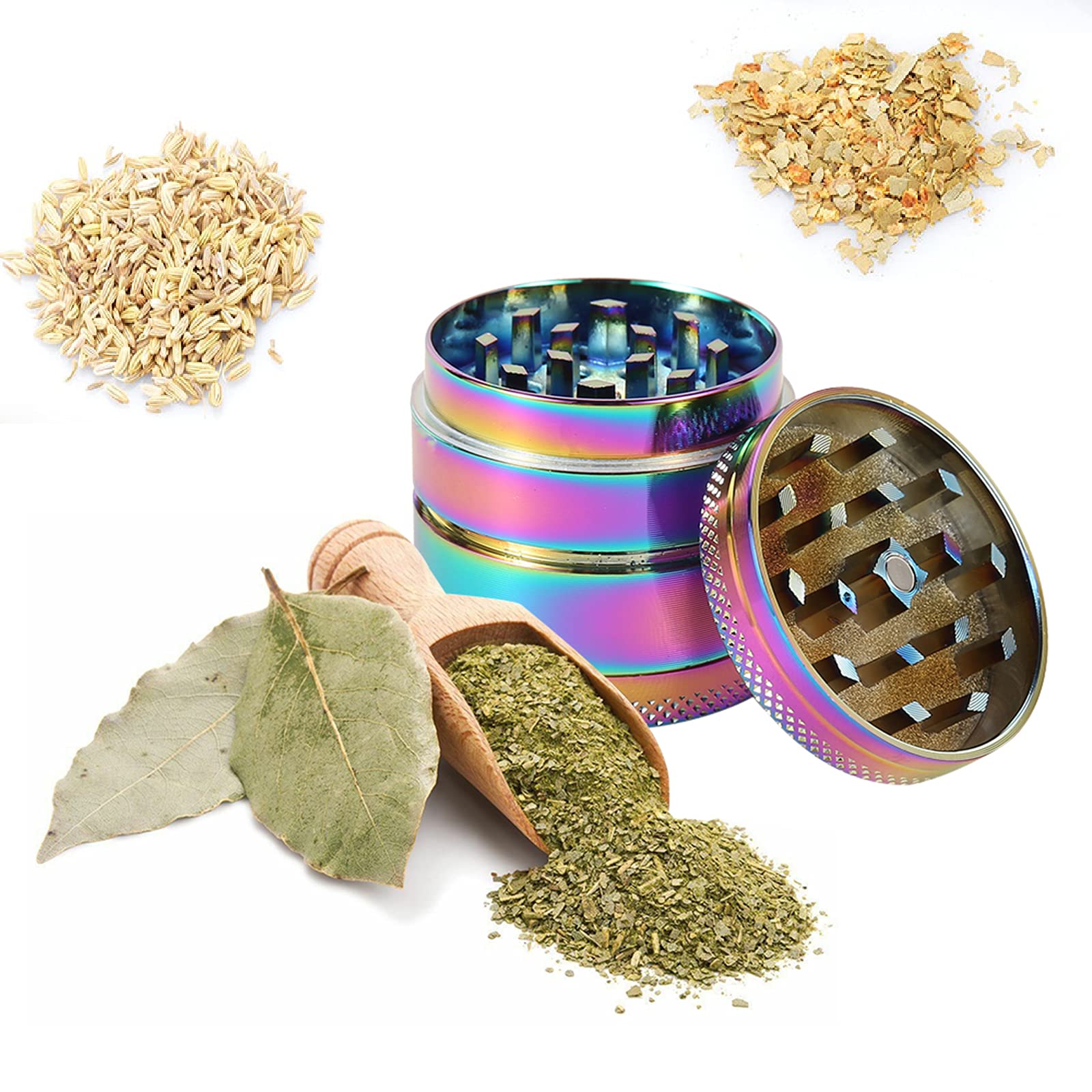 Grinder Effriteuse, 63 mm en alliage de zinc moulin à épices avec des dents pointues, Pour les épices herbes pollen vanille