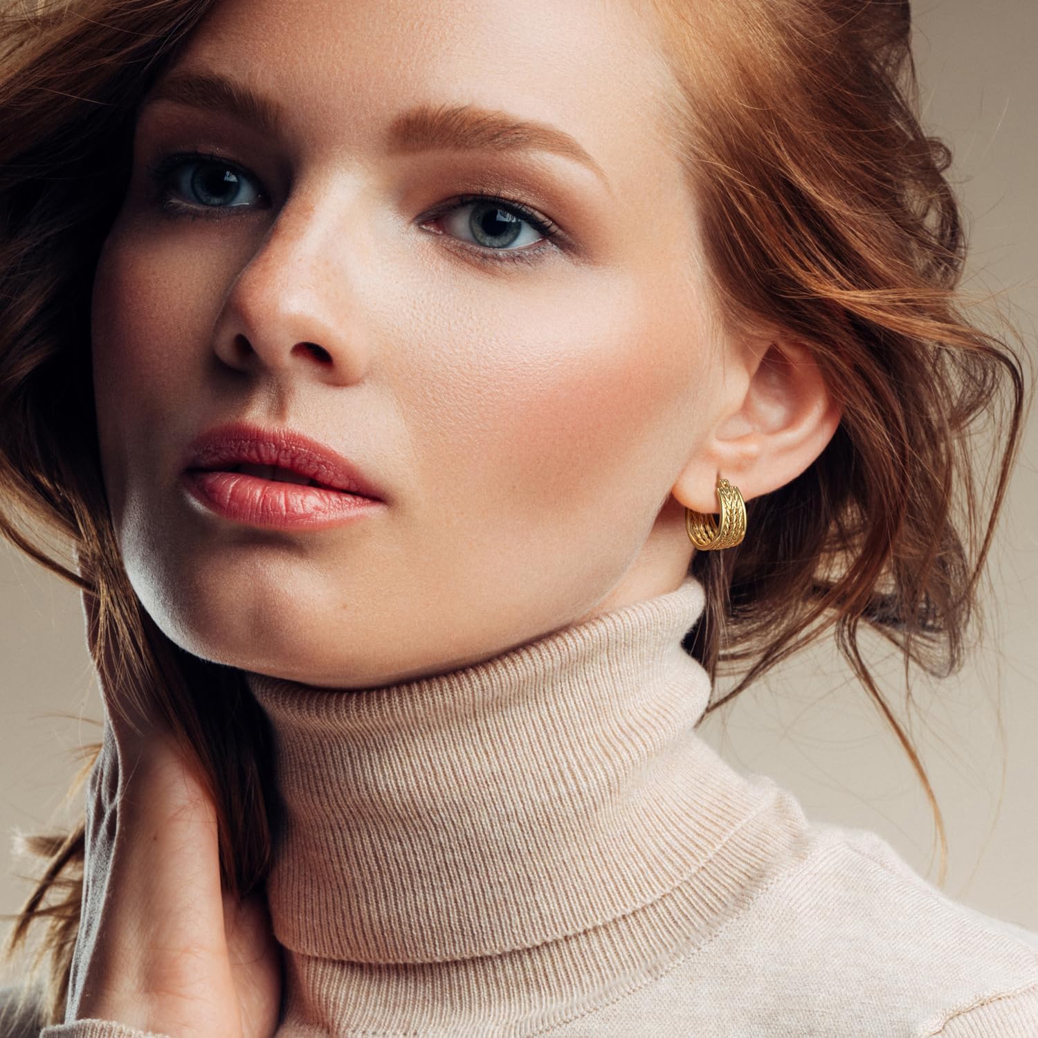 Gold Hoop Earrings for Women 14K Gold Earrings for Women Trendy Woven Texture and Openwork Design Unique Womens Hoop Earring