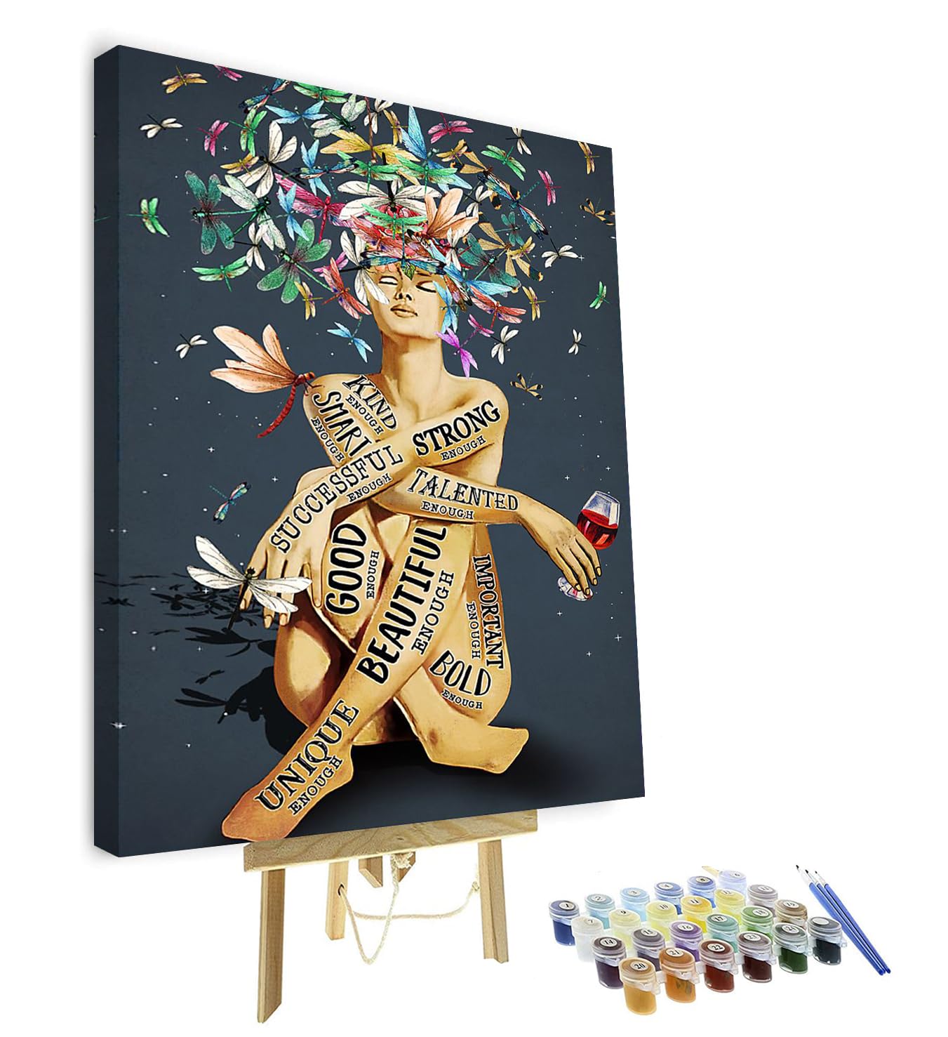 Pintura en lienzo de libélula, pintura al óleo sin marco por números Pintura en lienzo de libélula, pintura al óleo sin marco por números