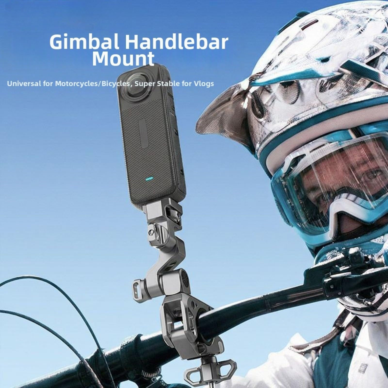 Lenkerclip Aluminium verstellbar für Gimbal für motorrad Lenkerclip | 180° horizontal & 210° vertikal verstellbarer Klemmhalter aus Alu+Edelstahl – stabil, leicht, ideal für Offroad & Vlog.