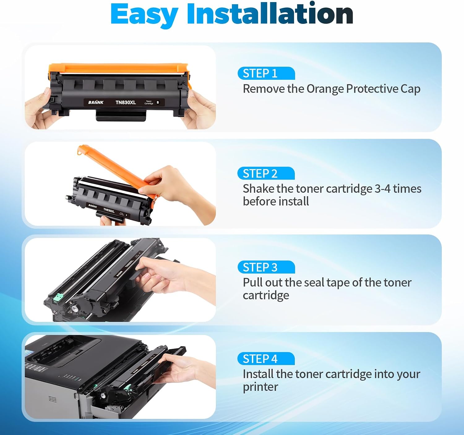 TN830XL Toner Cartridge Replacement for Brother 830XL Toner TN830 Compatible with DCP-L2640DW HL-L2460DW HL-L2405W HL-L2400D MFC-L2820DW HL-L2480DW (with Chip, 1 Black)