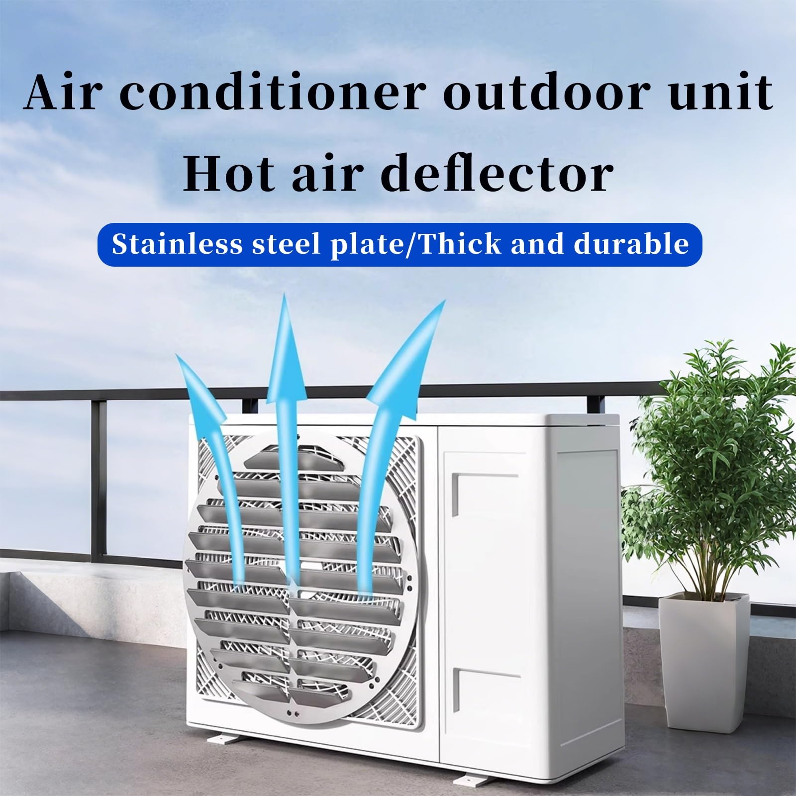 Copertura per unità CA esterna, deflettore guida vento in acciaio inox, deflettore rotondo da 46 cm per condizionatore d'aria, condensatore e compressore, scudo di dissipazione del calore, protezione
