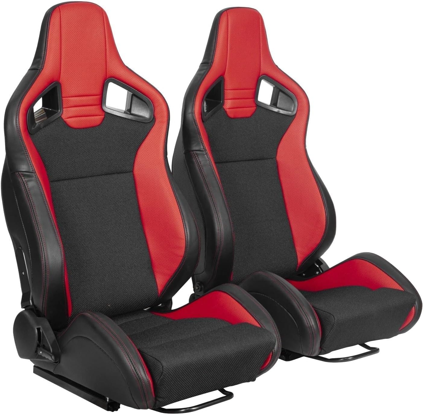 2 Universal Adjust Red Breathable Vinyl Black Mesh with Slider, Car Racing Seats