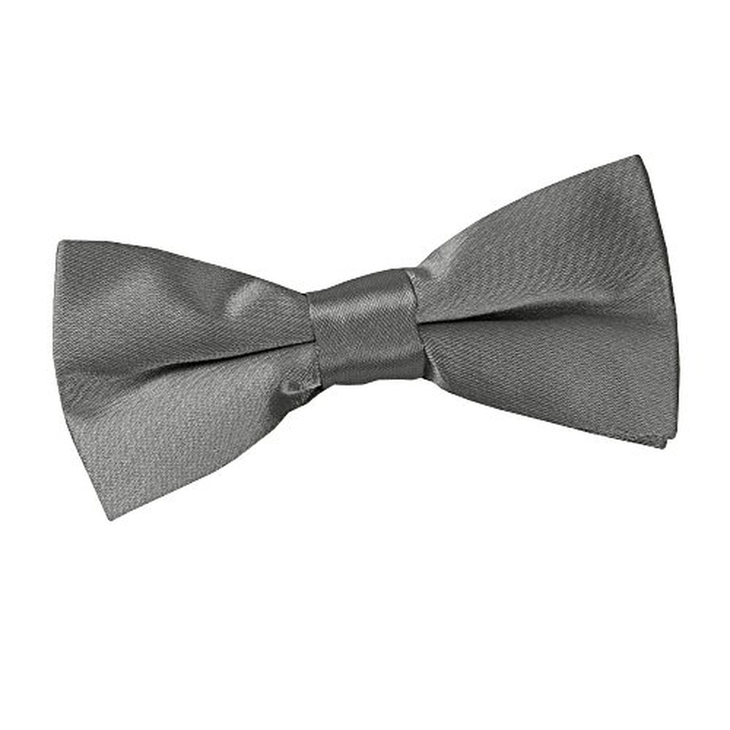 DQT Boys Plain Glossy Satin Pre-Tied Bow Tie – Wedding, Party & Formal – Platinum