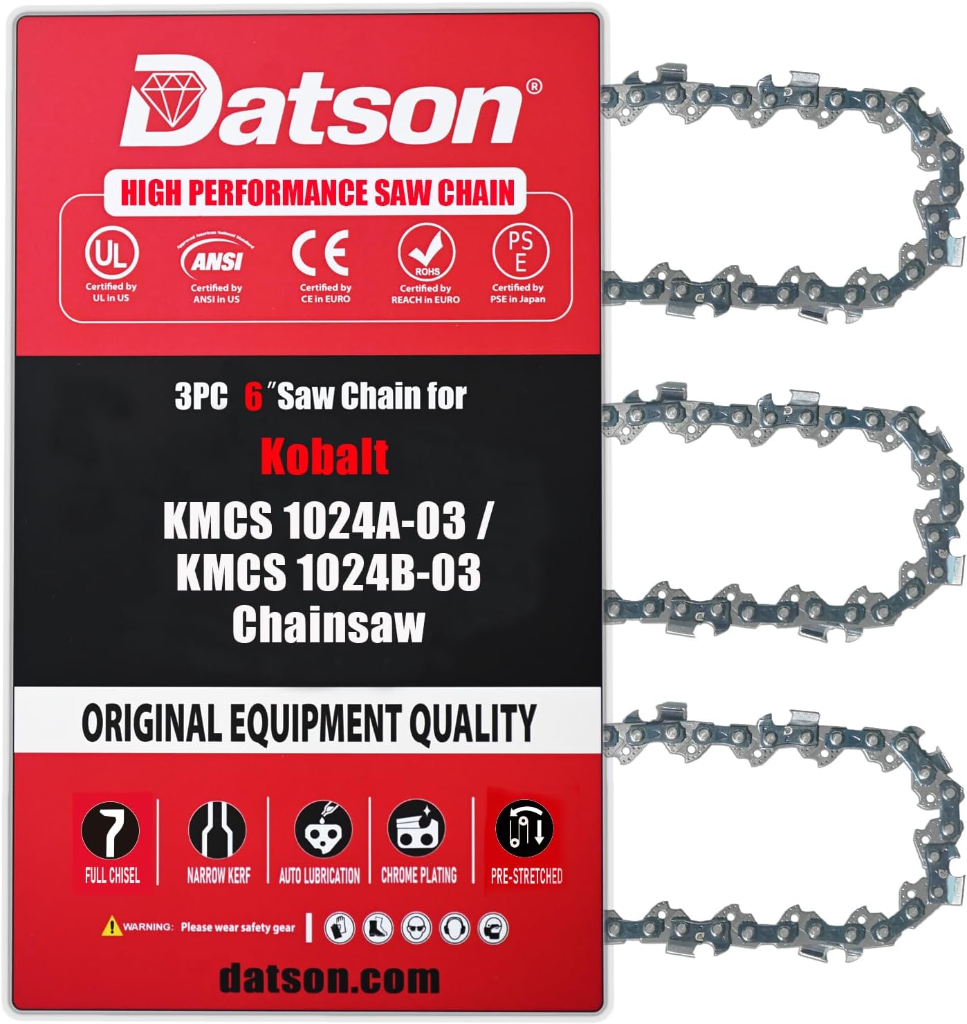 6 Inch Chainsaw Chain Replacement for Milwaukee M12 FUEL, Kobalt KPS1024A-03, Remington RM0612P, Craftsman CMCCSL621D1 (3 Chains)