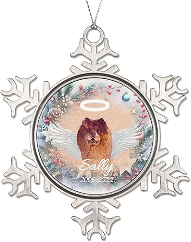 Miniatura 3 de Adorno navideño de copo de nieve  Chow Chow Chow con alas de perro en el cielo, adornos de Navidad para árbol, conmemorativos personalizados, ángel,