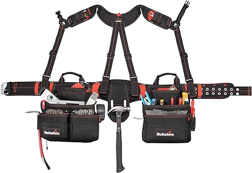 Hultafors Work Gear HT5617 Pro Framer Combo Delantal con tirantes estilo yugo, cinturón de herramientas de poliéster balístico resistente, bolsillos