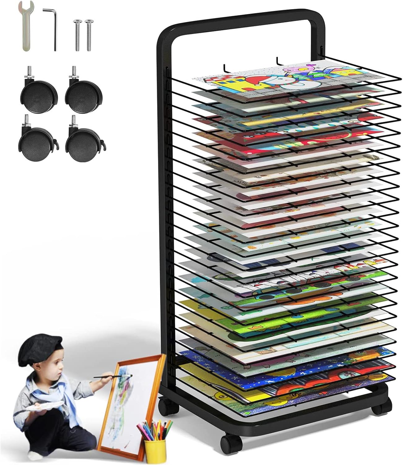 Art Drying Rack Artwork Storage Display Rack, With Wire