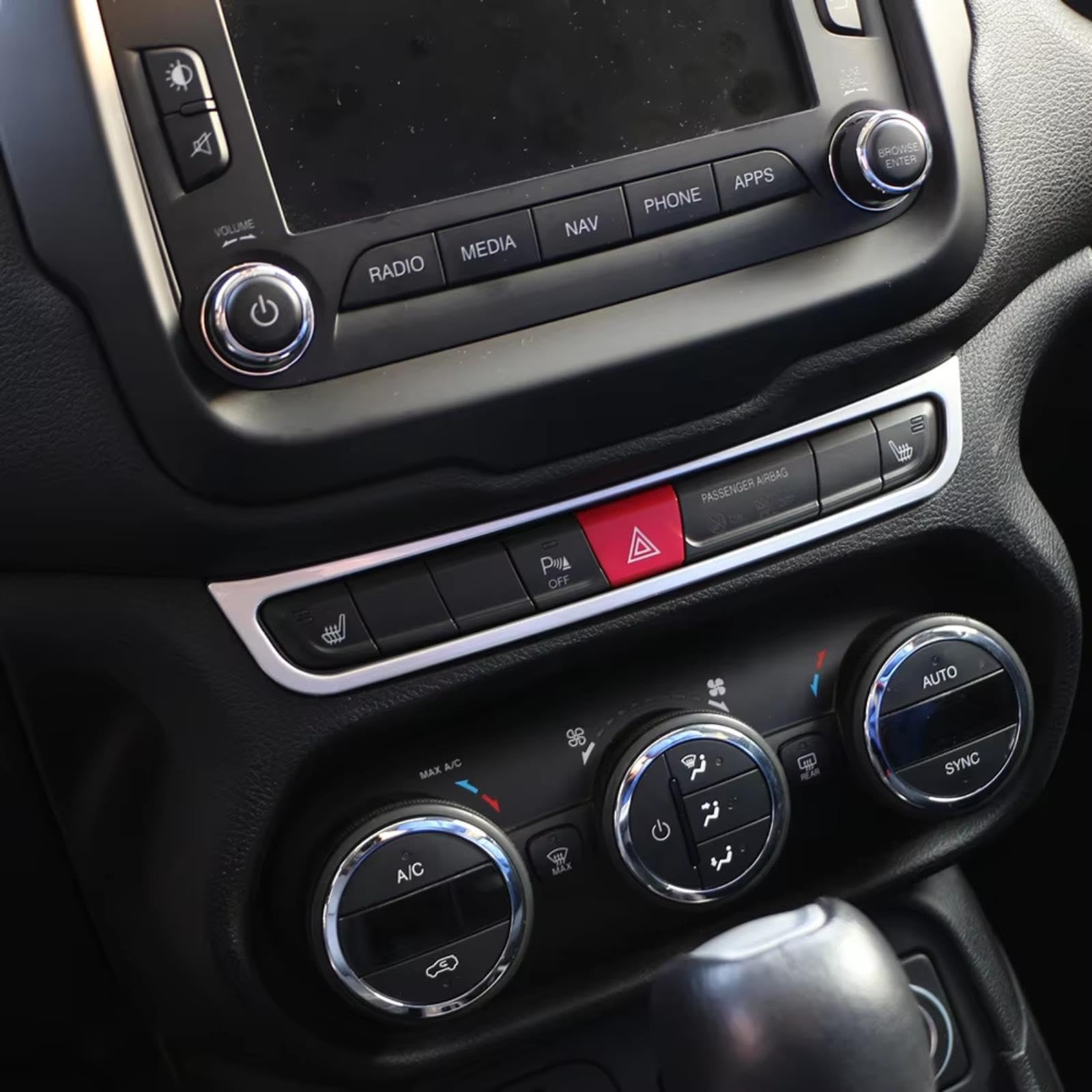 Adesivi Per Pulsanti Auto Per Jeep Per Renegade Adesivo Pulsanti Auto | Per Il 2015 2016 2017 2018 2019 2020 2021 Console Centrale Cruscotto Sedile Interruttore Calore Pannello Copertura
