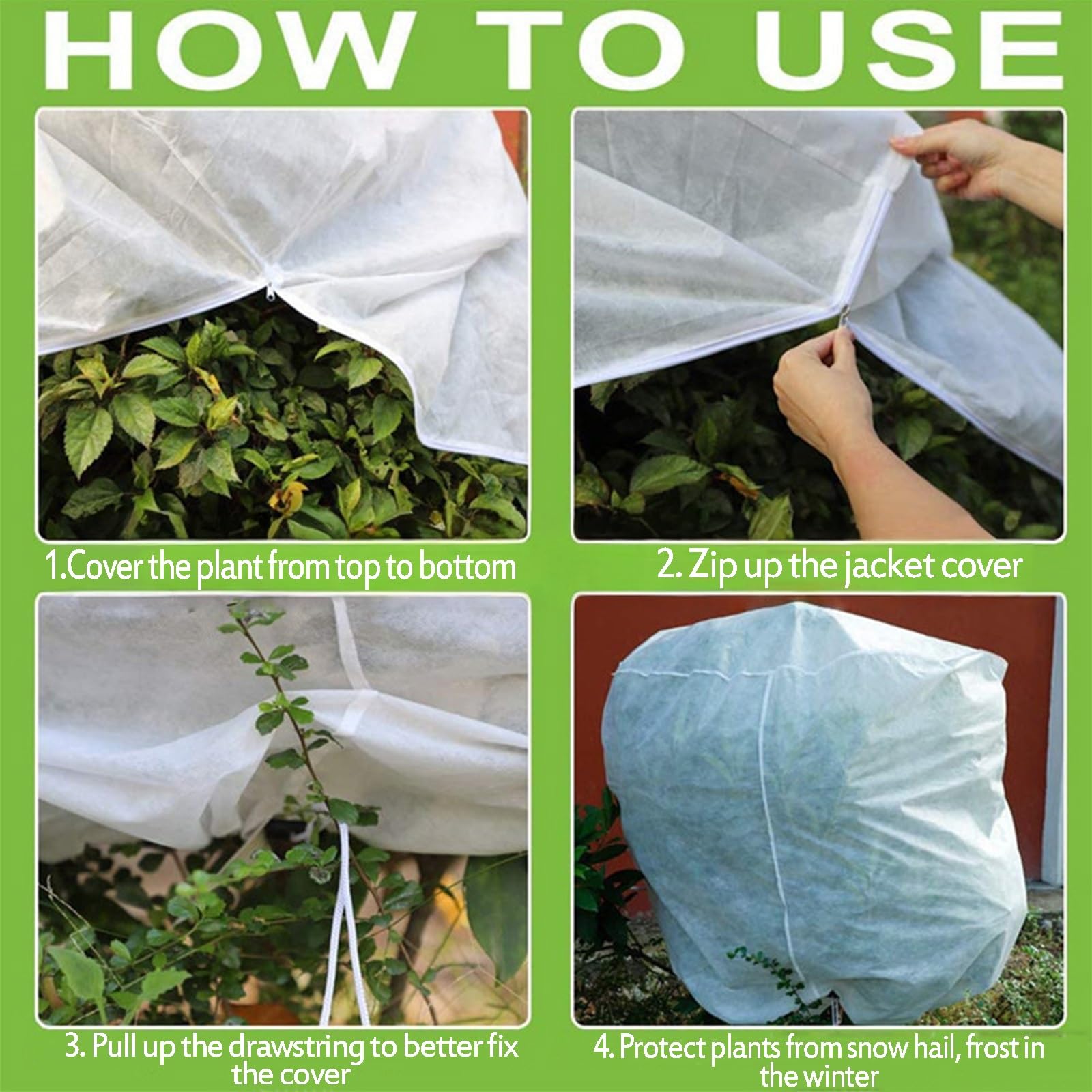 Cubiertas botánicas para protección de plantas de invierno, reutilizables, con cremallera y cordón, ideal para árboles y arbustos