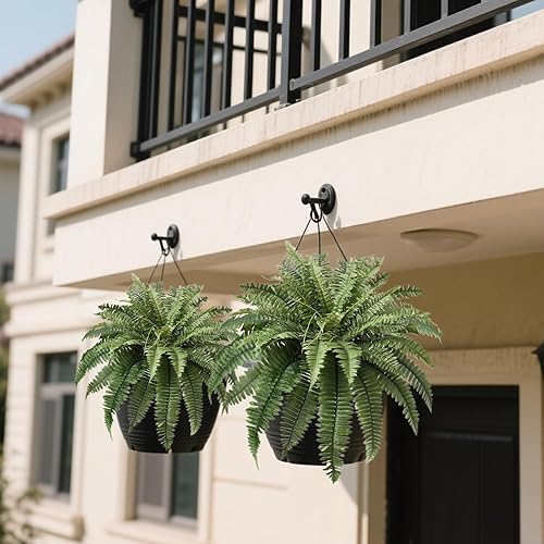 Miniatura 7 de Helechos artificiales colgantes de 41 pulgadas, helechos artificiales de Boston grandes, 61 ramas, planta verde seda artificial para decoración al