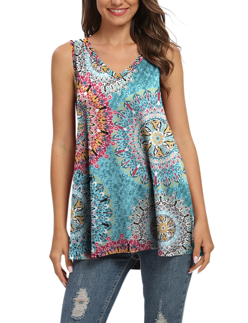 AUSELILY Ropa de Mujer Verano Casual Mleeveless V-Camiseta Túnica de Blusa
