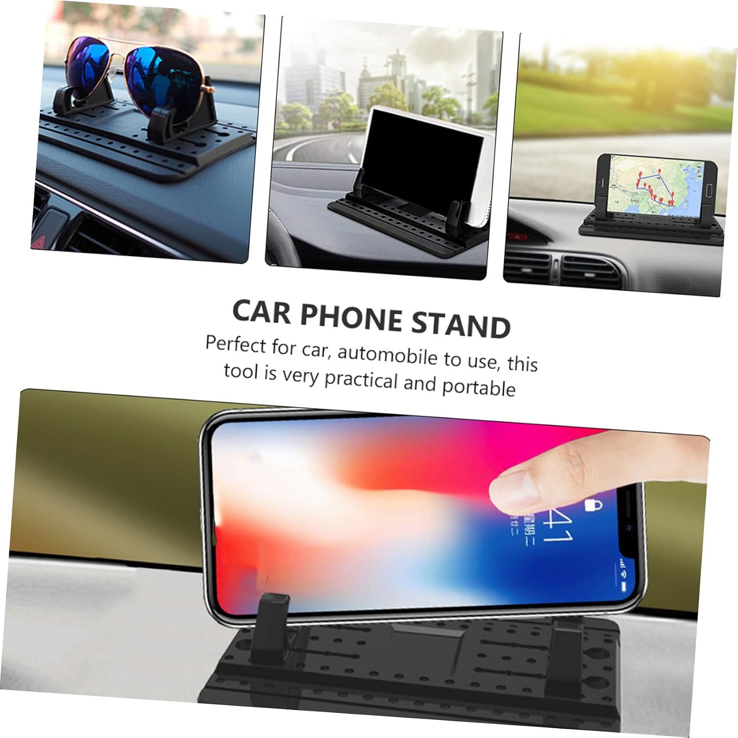 Premium Adjustable Car Phone Holder Stand Sturdy Silicone Phone Bracket for Dashboard Home Use Stable Cell Rack Compatible with Various Practical Gift Choice image 4
